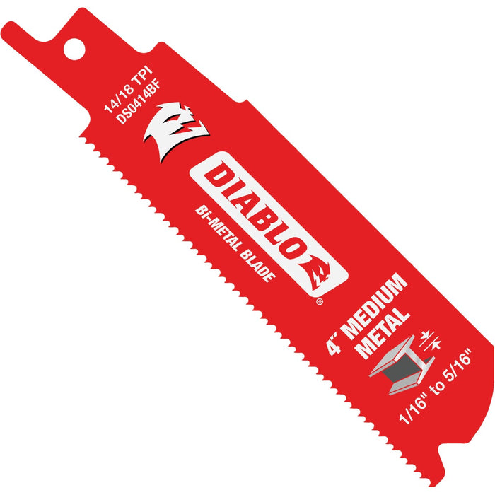 Diablo 4 In. 14/18 TPI Bi-Metal Medium Metal Reciprocating Saw Blade (5-Pack)