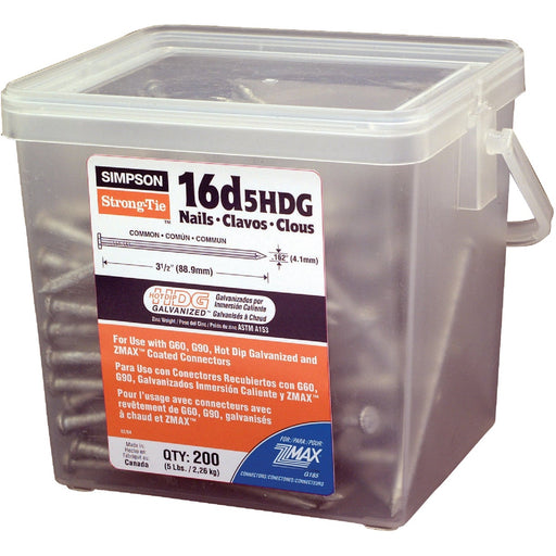 Simpson Strong-Tie 16d x 3-1/2 In. 8 ga Hot Dipped Galvanized Common Nails (200 Ct., 5 Lb.)