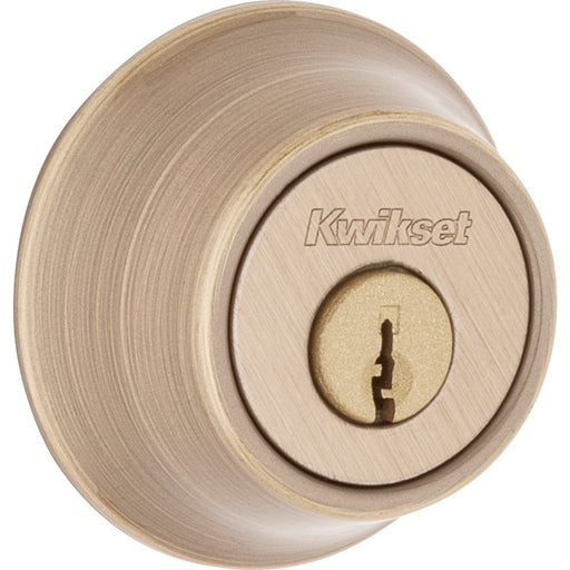 Kwikset 660 Deadbolt, Keyed One Side, Antique Brass