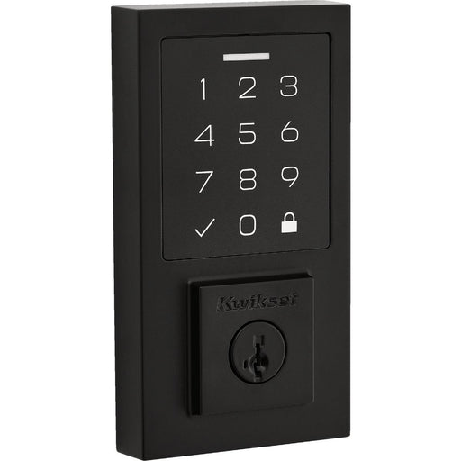 Kwikset SmartCode 270 Contemporary Touchpad Electronic Deadbolt With SmartKey, Matte Black