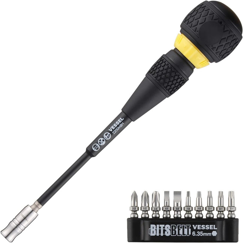 VESSEL BALL GRIP Interchangeable Ratchet Screwdriver 10PC. Bit Set