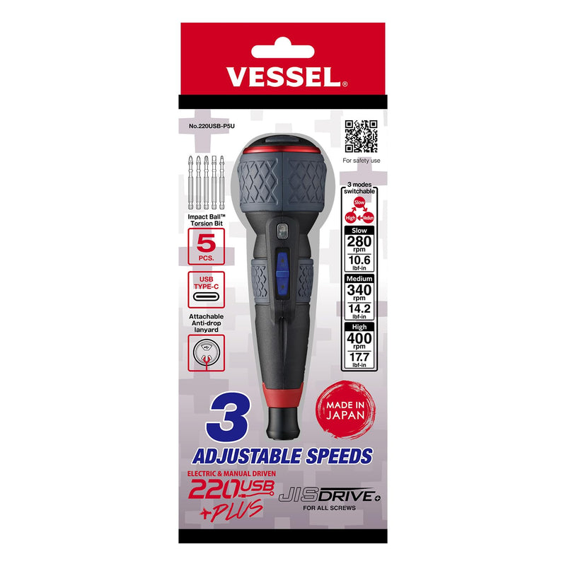 VESSEL e-ASSIST Screwdriver Plus with 5PC. Bit Set