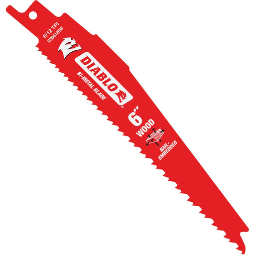 Diablo Demo Demon 6 In. 6/12 TPI Bi-Metal Nail-Embedded Wood Reciprocating Saw Blade (5-Pack)