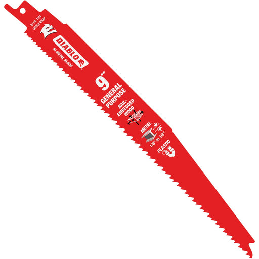 Diablo Demo Demon 9 In. 8/14 TPI Bi-Metal Multi-Purpose Reciprocating Saw Blade (5-Pack)