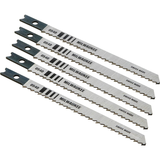 Milwaukee U-Shank 4 In. x 10 TPI High Carbon Steel Jig Saw Blade, Wood Cutting (5-Pack)