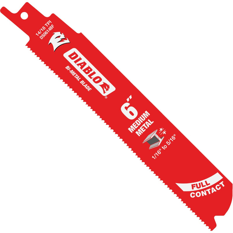 Diablo  6 In. 14/18 TPI Bi-Metal Medium Metal Reciprocating Saw Blade (5-Pack)
