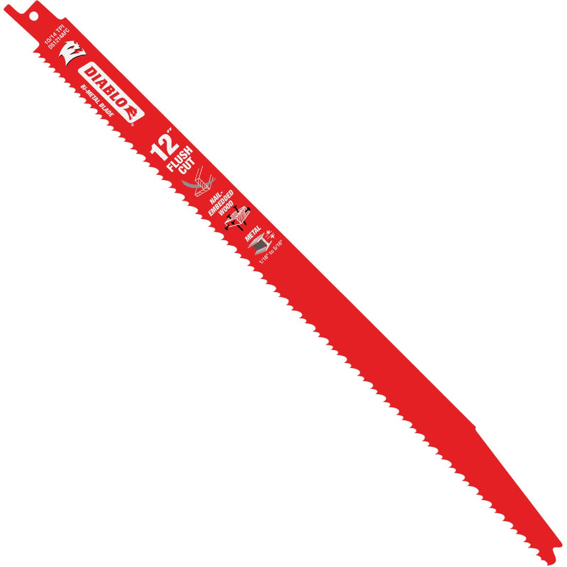 Diablo 12 In. 10/14 TPI Bi-Metal Flush Cut Reciprocating Saw Blade (5-Pack)