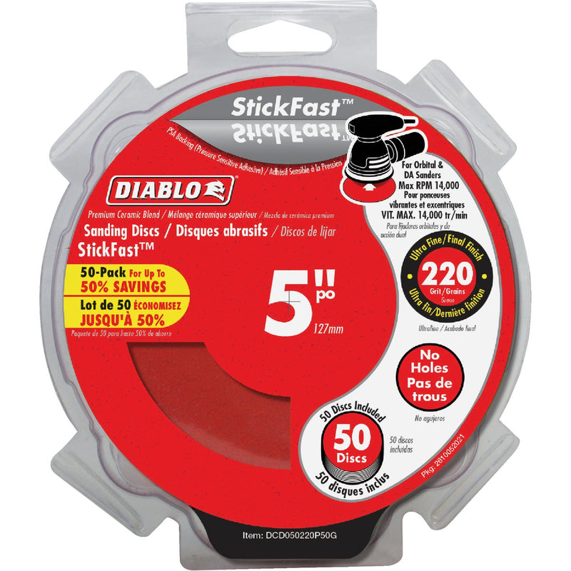 Diablo StickFast 5 In. 220 Grit Sanding Disc (50-Pack)