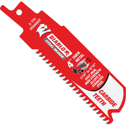 Diablo Steel Demon 4 In. 8 TPI Carbide Thick Metal Reciprocating Saw Blade