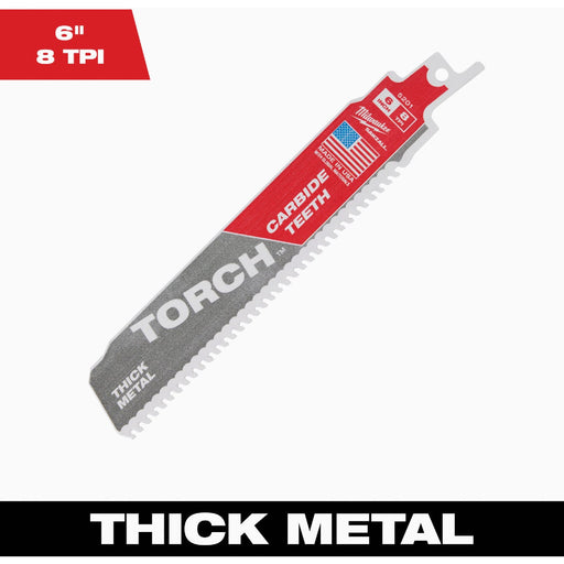 Milwaukee SAWZALL TORCH 6 In. 8 TPI Carbide Thick Metal Reciprocating Saw Blade