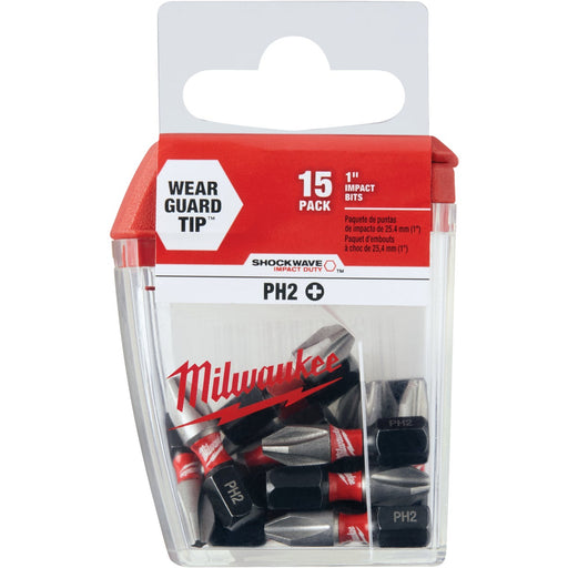 Milwaukee SHOCKWAVE #2 Phillips 1 In. Insert Impact Screwdriver Bit (15-Pack)