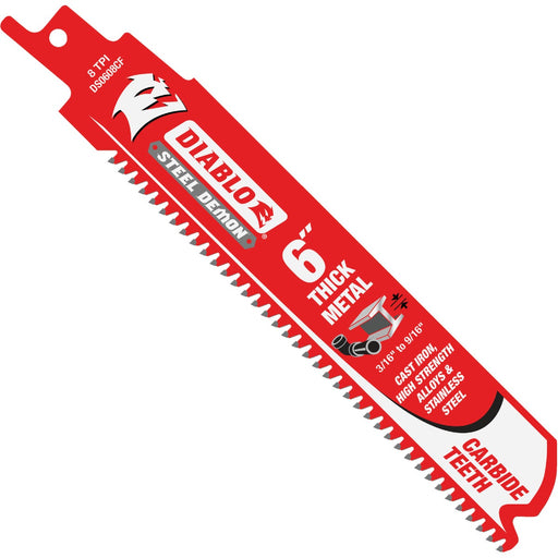 Diablo Steel Demon 6 In. 8 TPI Carbide Thick Metal Reciprocating Saw Blade (3-Pack)