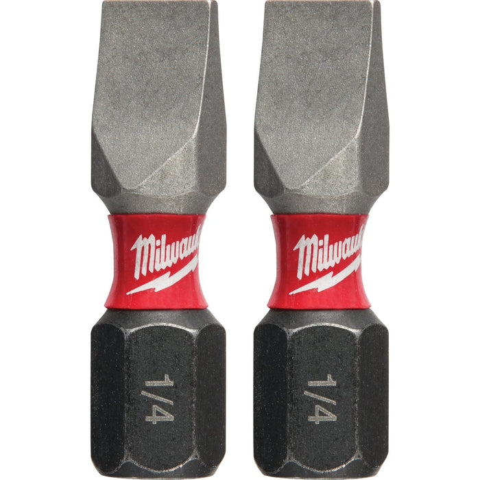 Milwaukee SHOCKWAVE #10 Slotted 1 In. Insert Impact Screwdriver Bit (2-Pack)