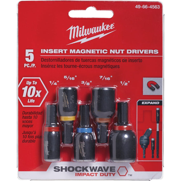 Milwaukee SHOCKWAVE 5-Piece Impact Magnetic Nutdriver Bit Set