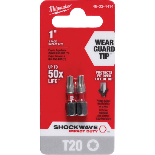 Milwaukee SHOCKWAVE T20 TORX 1 In. Insert Impact Screwdriver Bit (2-Pack)