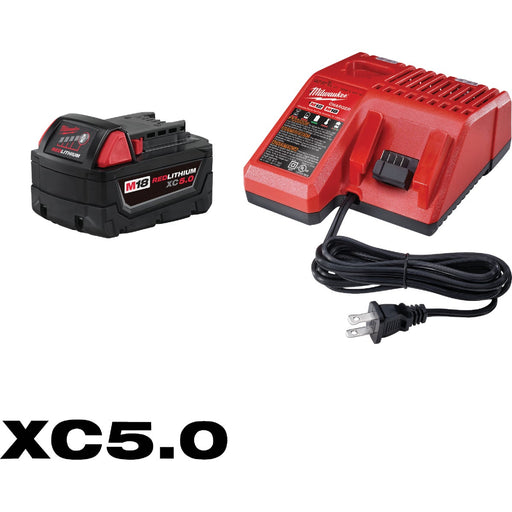 Milwaukee M18 REDLITHIUM Lithium-Ion XC 5.0 Ah Extended Capacity Battery Pack & Charger Starter Kit