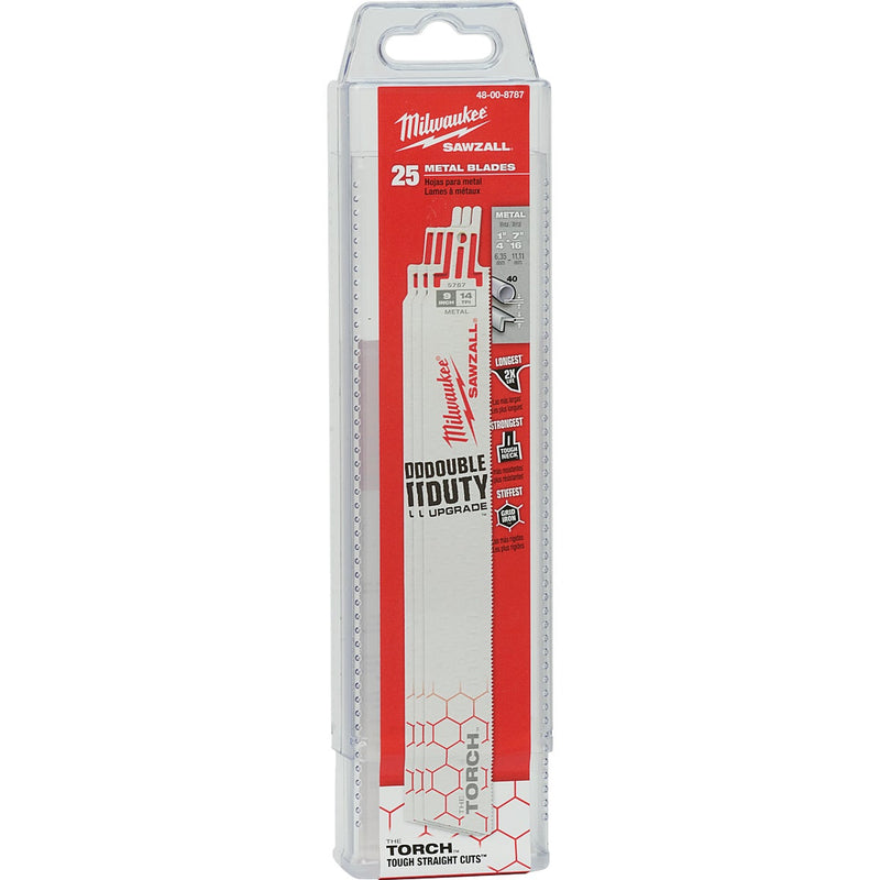 Milwaukee SAWZALL The TORCH 9 In. 14 TPI Metal Demolition Reciprocating Saw Blade (25-Pack)