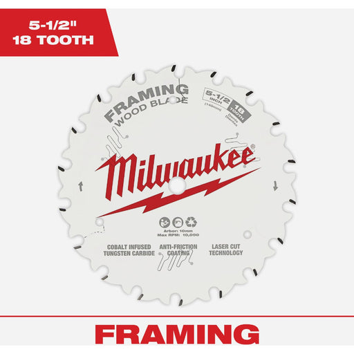 Milwaukee 5-1/2 In. 18-Tooth Framing Circular Saw Blade