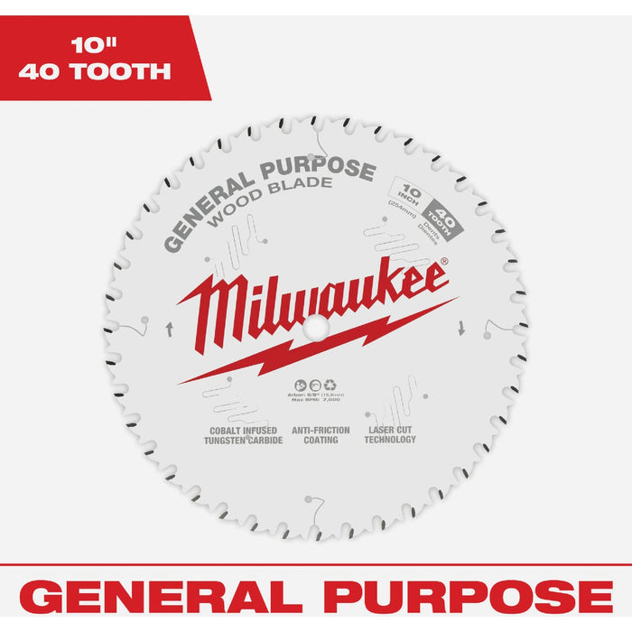 Milwaukee 10 In. 40-Tooth General Purpose Circular Saw Blade