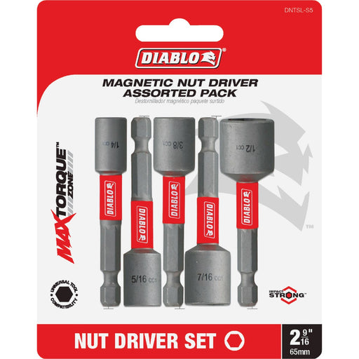 Diablo 2-9/16 In. Magnetic Nutdriver Bit Set (5-Piece)