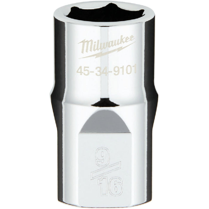 Milwaukee 1/2 In. Drive 9/16 In. 6-Point Shallow Standard Socket with FOUR FLAT Sides