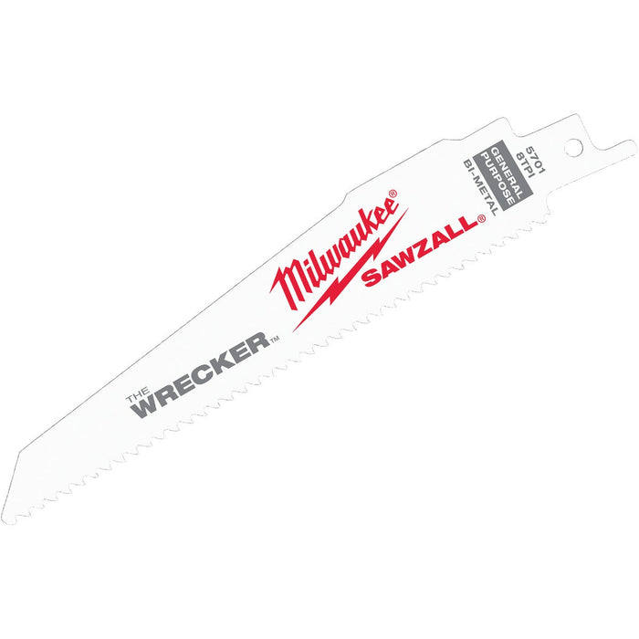 Milwaukee SAWZALL The WRECKER 6 In. 7/11 TPI Multi-Material Demolition Reciprocating Saw Blade (5-Pack)