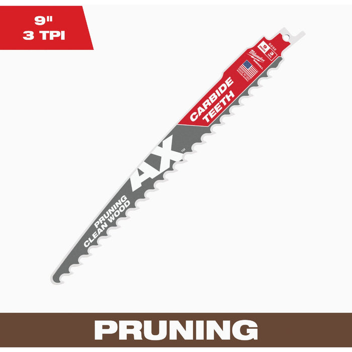 Milwaukee SAWZALL The AX 9 In. 3 TPI Pruning Reciprocating Saw Blade