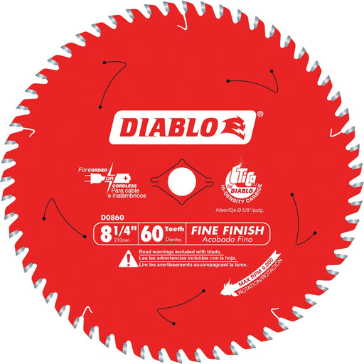 Diablo 8-1/4 In. 60-Tooth Fine Finish Circular Saw Blade