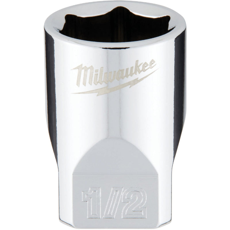 Milwaukee 1/4 In. Drive 1/2 In. 6-Point Shallow Standard Socket with FOUR FLAT Sides