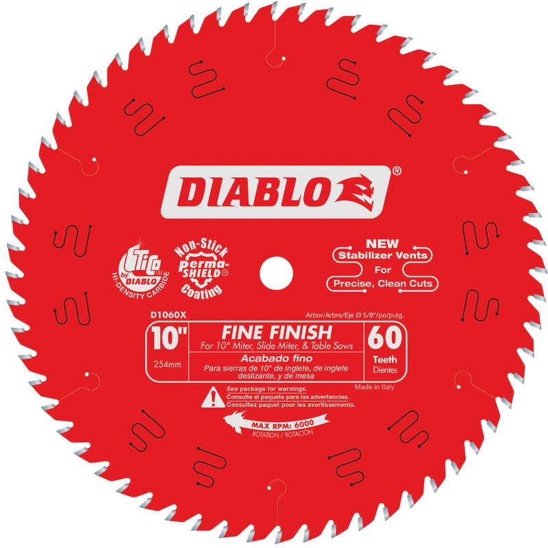 Diablo 10 In. 60-Tooth Fine Finish Circular Saw Blade