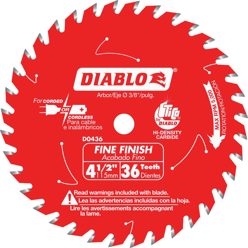 Diablo 4-1/2 In. 36-Tooth Fine Finish Circular Saw Blade
