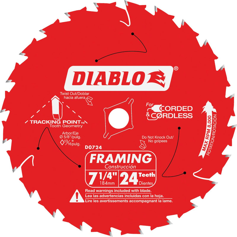 Diablo 7-1/4 In. 24-Tooth Framing Circular Saw Blade