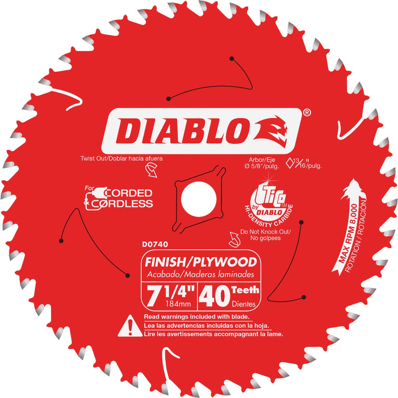 Diablo 7-1/4 In. 40-Tooth Finish Circular Saw Blade
