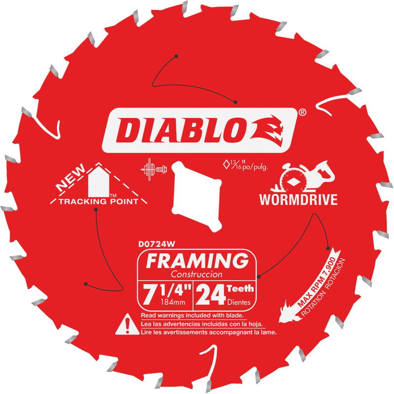 Diablo 7-1/4 In. 24-Tooth Framing Circular Saw Blade, Bulk