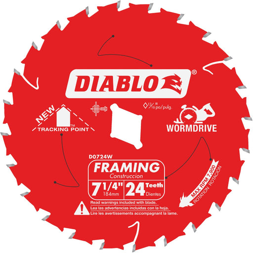 Diablo 7-1/4 In. 24-Tooth Framing Circular Saw Blade, Bulk