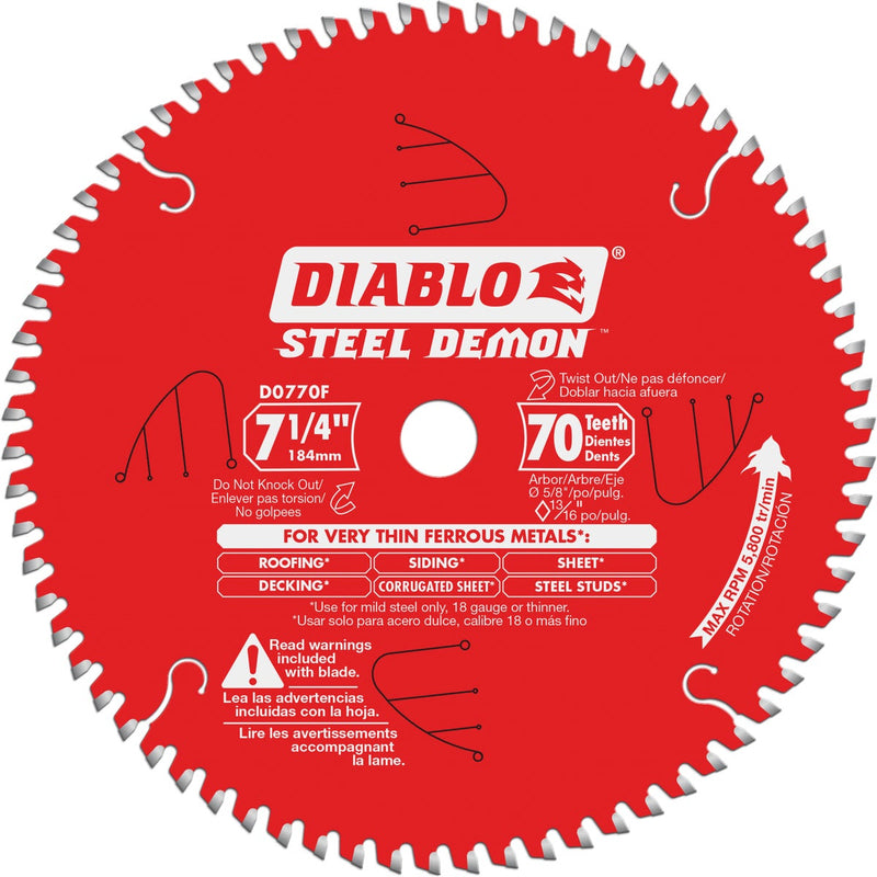 Diablo Steel Demon 7-1/4 In. 70-Tooth Thin Metal Circular Saw Blade, Bulk