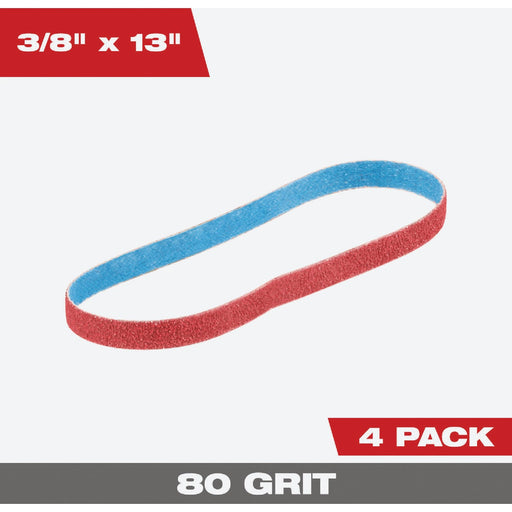 Milwaukee 3/8 In. x 13 In. 80 Grit Bandfile Belt (4-Pack)