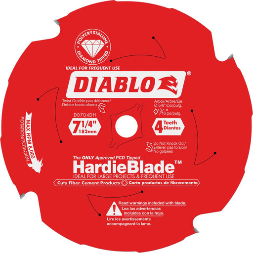 Diablo HardieBlade 7-1/4 In. 4-Tooth PCD Fiber Cement Circular Saw Blade, Bulk