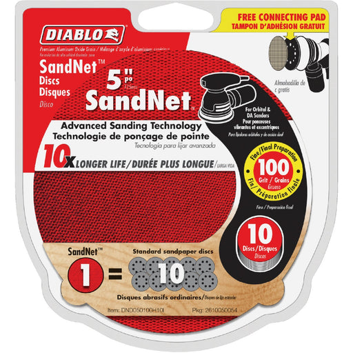 Diablo SandNet 5 In. 100 Grit Sanding Disc with Connection Pad (10-Pack)