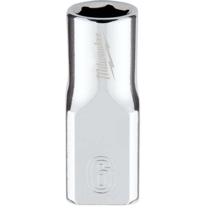 Milwaukee 1/4 In. Drive 6 mm 6-Point Shallow Metric Socket with FOUR FLAT Sides