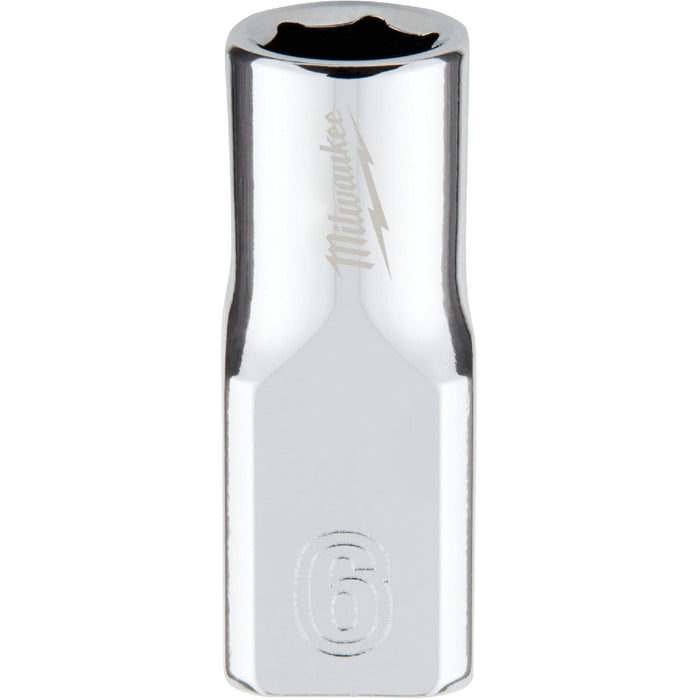 Milwaukee 1/4 In. Drive 6 mm 6-Point Shallow Metric Socket with FOUR FLAT Sides