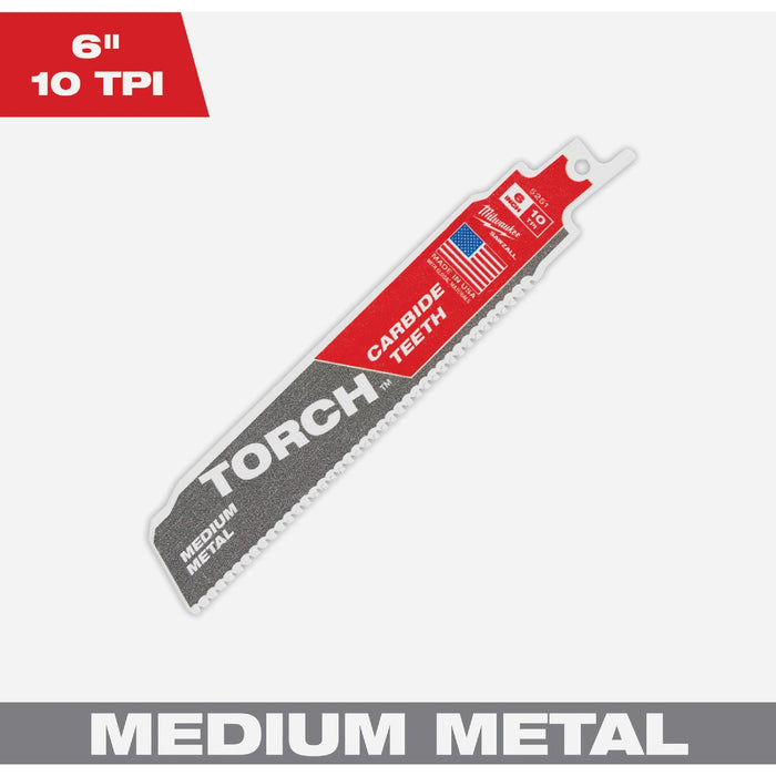 Milwaukee SAWZALL TORCH 6 In. 10 TPI Carbide Medium Metal Reciprocating Saw Blade