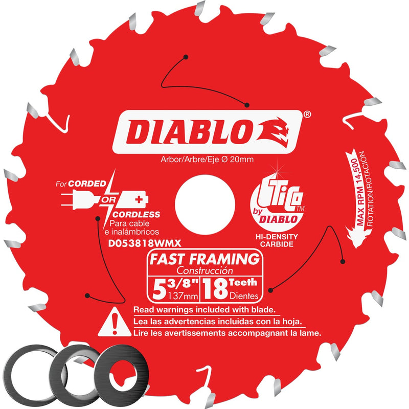 Diablo 5-3/8 In. 18-Tooth Fast Framing Circular Saw Blade