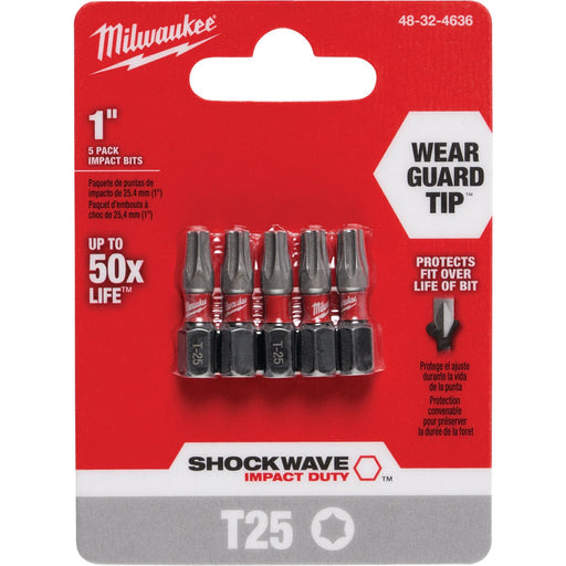 Milwaukee SHOCKWAVE T25 TORX Insert Impact Screwdriver Bit (5-Pack)