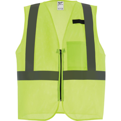 Milwaukee Class 2 High Visibility Yellow Mesh One Pocket Safety Vest, L/XL