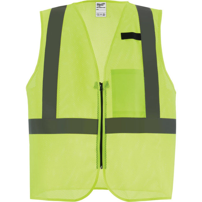 Milwaukee Class 2 High Visibility Yellow Mesh One Pocket Safety Vest, L/XL