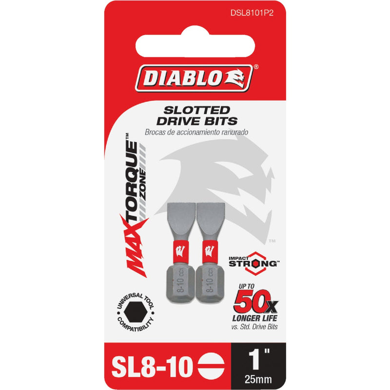 Diablo #8-10 Slotted 1 In. Insert Impact Screwdriver Bit (2-Pack)
