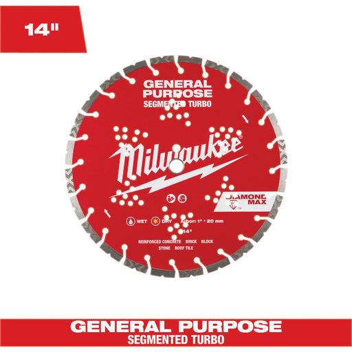 Milwaukee DIAMOND MAX 14 In. Segmented Turbo Rim General Purpose Diamond Blade