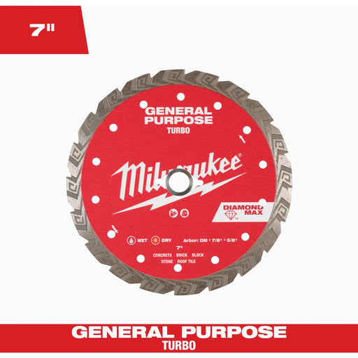 Milwaukee DIAMOND MAX 7 In. Turbo Rim General Purpose Diamond Blade