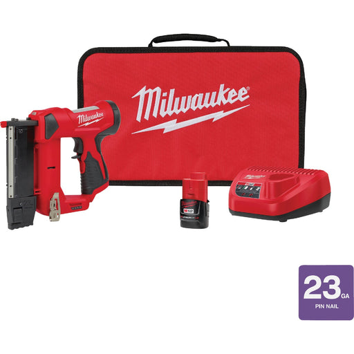 Milwaukee M12 23-Gauge Cordless Pin Nailer Kit with 1.5 Ah Battery & Charger